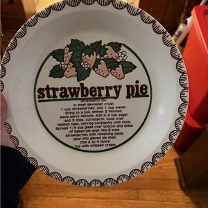 Vintage Strawberry Pie Recipe Plate